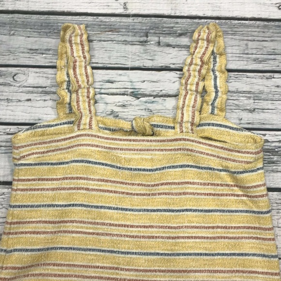 Madewell Tank Top Yellow Striped Sleeveless Shirt Tie Front texture thread NWT - Picture 7 of 13